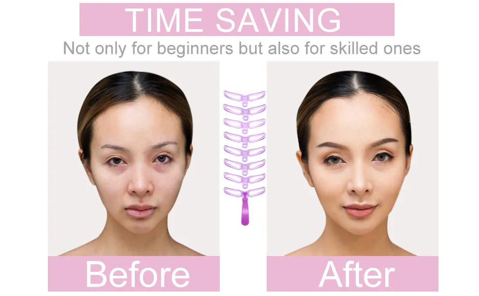Amariver Eyebrow Stencils  Eyebrow Template  Eyebrow Shaping Kit 8 Styles Reusable Eyebrow Stencil with Handle and Strap  Washable - Eyebrow Shaping Kit