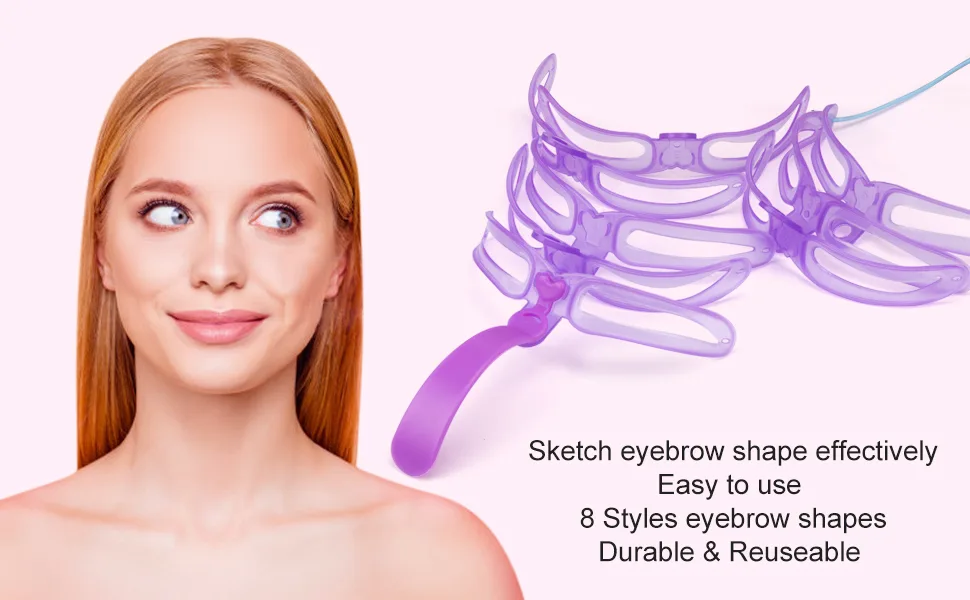 Amariver Eyebrow Stencils  Eyebrow Template  Eyebrow Shaping Kit 8 Styles Reusable Eyebrow Stencil with Handle and Strap  Washable - Eyebrow Stencils
