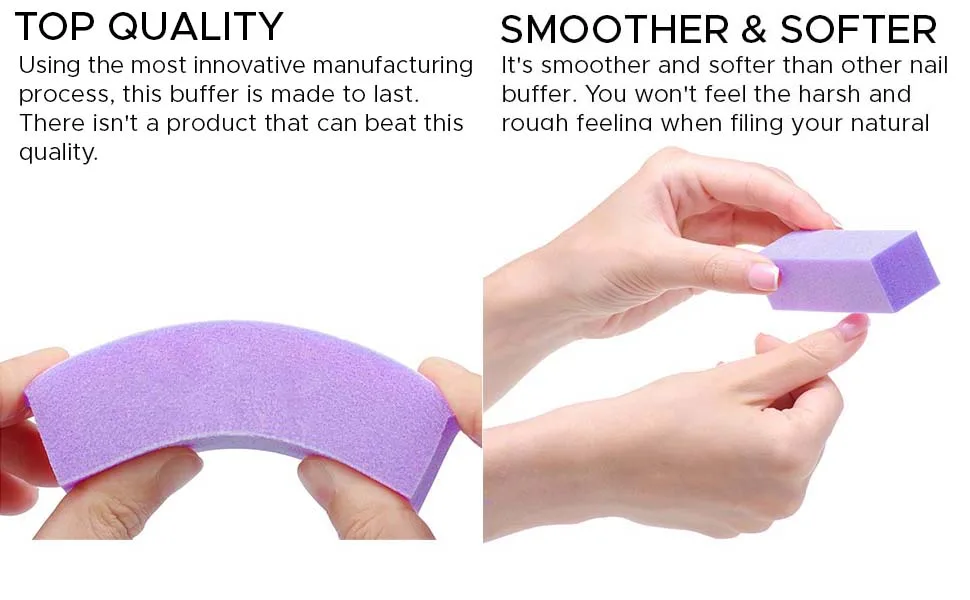 Tachibelle Premium Made in Korea 4-way Buffer 100/180 Grit Premium Nail File Buffing Block (Purple with White) (10PCS) - wewq