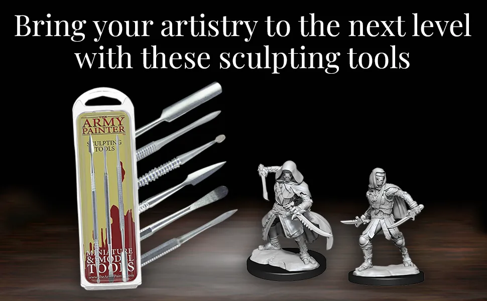 The Army Painter Clay Sculpting Tools - Set with Three Double Ended Stainless Steel Dab Tool  Polymer Clay Tools for Modeling Plastic  Resin  and Metal Miniatures - Green Stuff Putty Tool Clay - The Army Painter, Warlord Games, Wargames Delivered