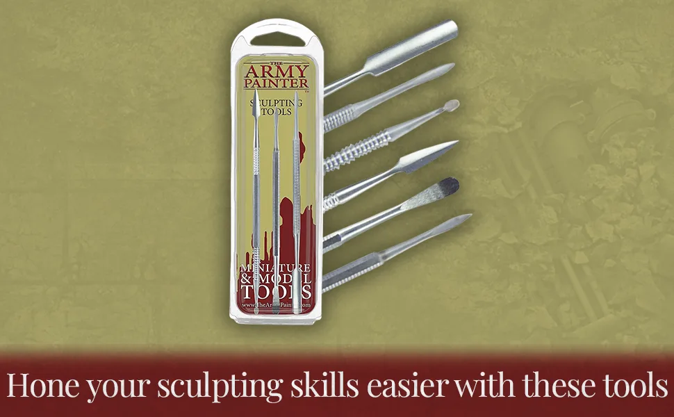 The Army Painter Clay Sculpting Tools - Set with Three Double Ended Stainless Steel Dab Tool  Polymer Clay Tools for Modeling Plastic  Resin  and Metal Miniatures - Green Stuff Putty Tool Clay - The Army Painter, Warlord Games, Wargames Delivered