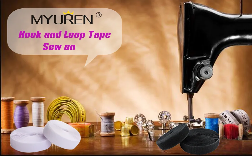 Sew on Hook and Loop Style 2 Inch Non-Adhesive Back Nylon Strips Fabric Fastener Non-Adhesive Interlocking Tape Black 5 Yard Black 2 - hook and loop tape