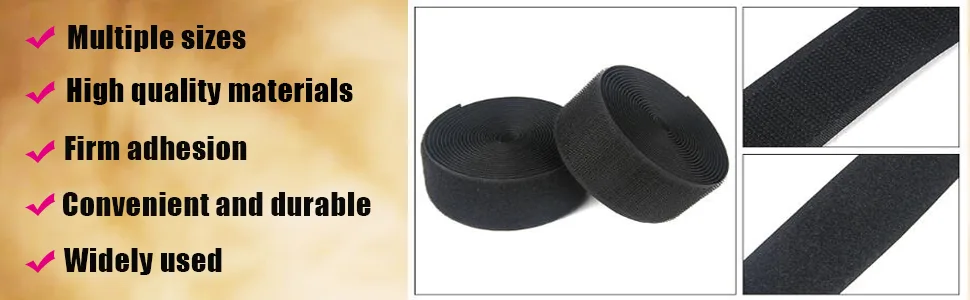 Sew on Hook and Loop Style 2 Inch Non-Adhesive Back Nylon Strips Fabric Fastener Non-Adhesive Interlocking Tape Black 5 Yard Black 2 - sew on hook and loop tape