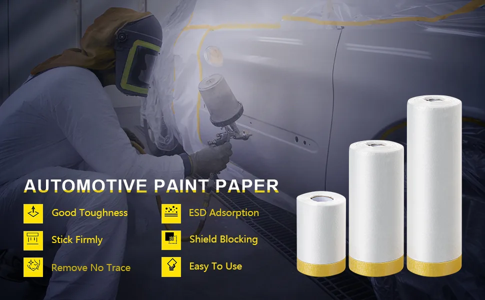 MyLifeUNIT Tape and Drape  Assorted Masking Paper for Automotive Painting Covering (66-Feet  3 Sizes) - Tape and Drape