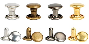 Selizo 480 Sets 4 Colors 3 Sizes Leather Rivets Double Cap Rivet Tubular Metal Studs with 3 Pieces Setting Tool Kit for Leather Craft Repairs Decoration - Leather Rivets