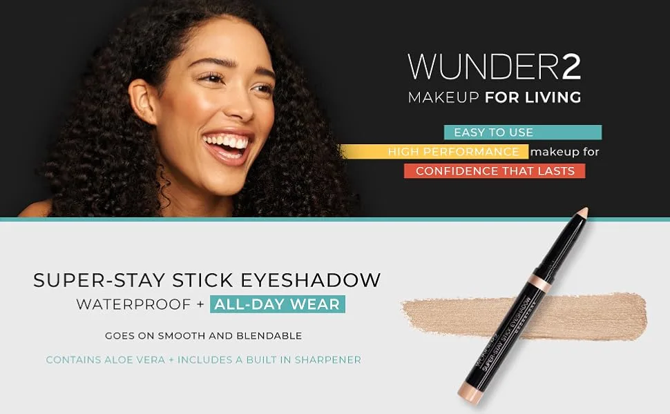 Wunder2 SUPER STAY STICK EYESHADOW Makeup Eye Shadow Pencil Crayon  Smokey Amber - Wunder2 wunderbrow wunderlift stick waterproof eyeliner face eyelighter makeup super stay liners
