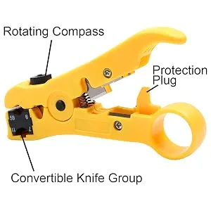 Coax Cable Crimper Kit  Yangoutool Coaxial Compression Tool  Adjustable RG6 RG11 RG59 75-5 75-7 Coaxial Cable Stripper Coax Crimper Kit - Coaxial Cable Tools