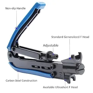 Coax Cable Crimper Kit  Yangoutool Coaxial Compression Tool  Adjustable RG6 RG11 RG59 75-5 75-7 Coaxial Cable Stripper Coax Crimper Kit - Coaxial Compression Too
