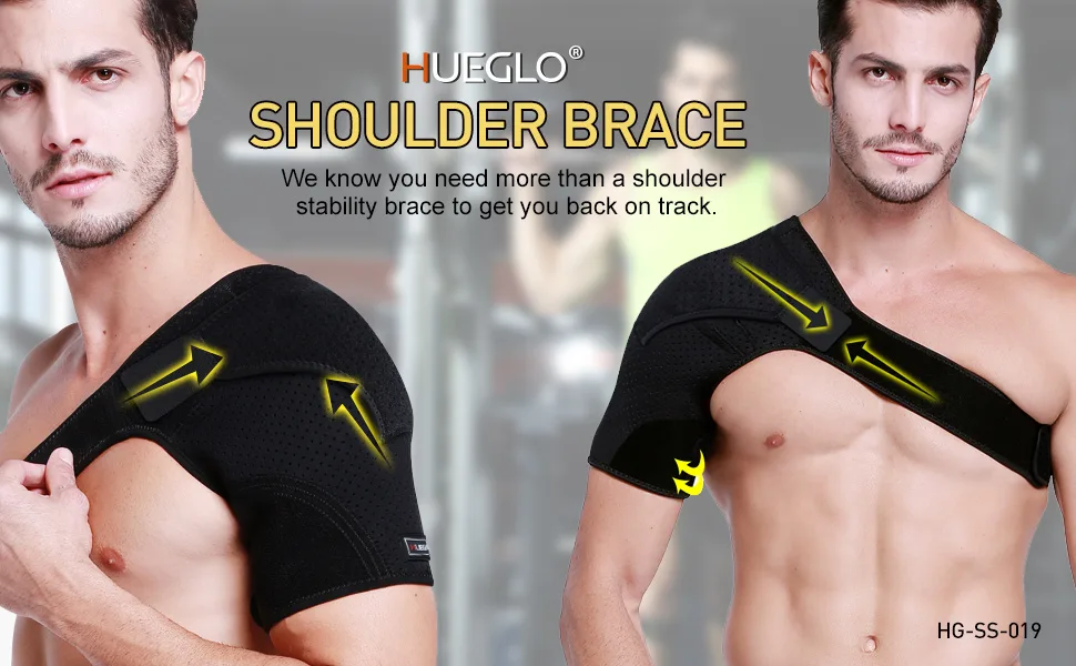 HUEGLO Right Shoulder Brace for Men Torn Rotator Cuff Support Women Shoulder Stabilizer Brace for Shoulder Pain Relief - SHOULDER BRACE