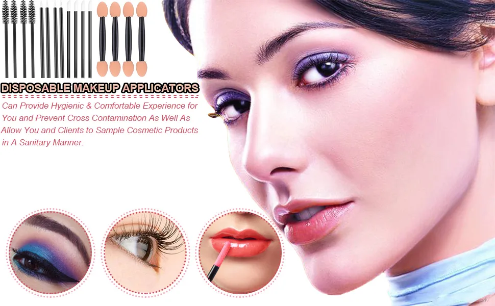 Bearals Disposable Makeup Applicators  Disposable Makeup Wands  Mascara Wands  Eyeliner Brushes  Lipstick Applicators  Eyeshadow Brushes  200 Pcs Makeup Tool Kits - disposable makeup applicators