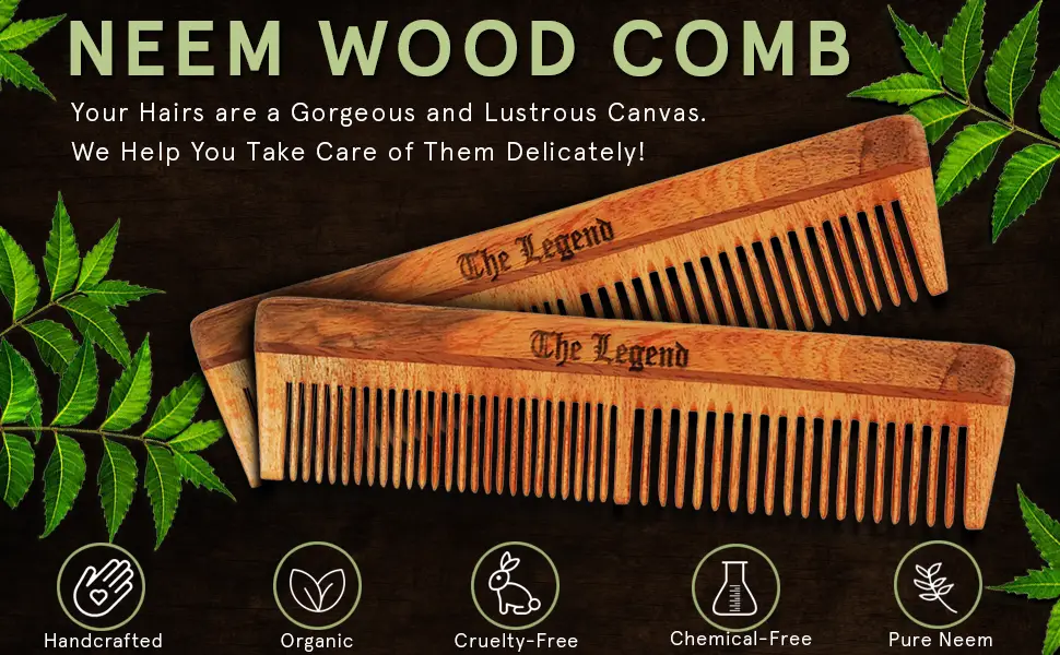The Legend Organic Pure Neem Wood Comb (Neem Comb) - wooden comb