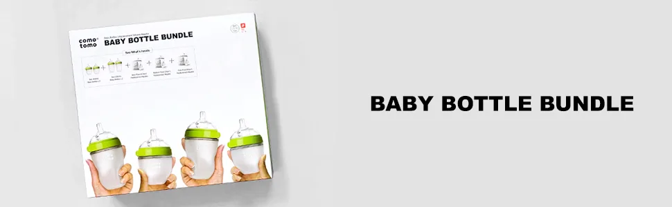 Comotomo Baby Bottle Bundle  Green  (7 Piece Set) - baby bottle bundle