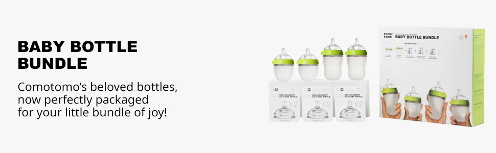 Comotomo Baby Bottle Bundle  Green  (7 Piece Set) - baby bottle bundle. Comotomo