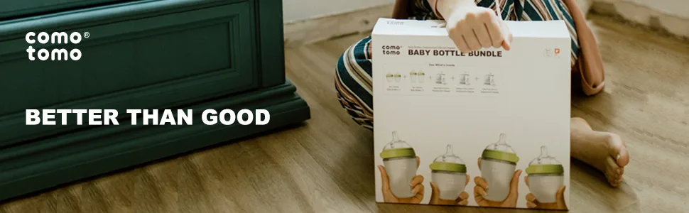 Comotomo Baby Bottle Bundle  Green  (7 Piece Set) - better than good