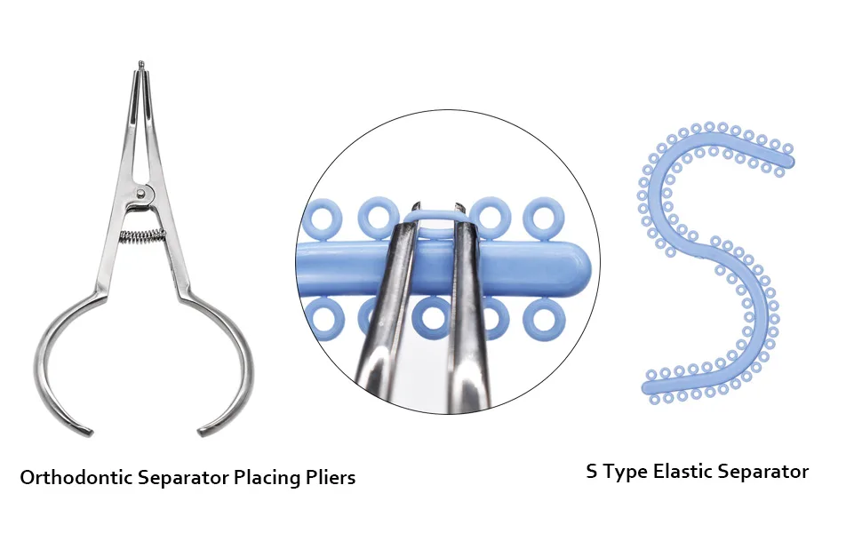 1 Piece Dental Orthodontic Separator Ties Placing Pliers and 1 Bag S Type Orthodontic Separator Ties Orthodontic Forcep - product information 2