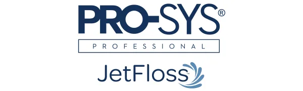 PRO-SYS JetFloss Dental Water Flosser + Tips for Orthodontic Braces  Periodontal & Tongue - PRO-SYS JetFloss Water Flosser logo and water splash