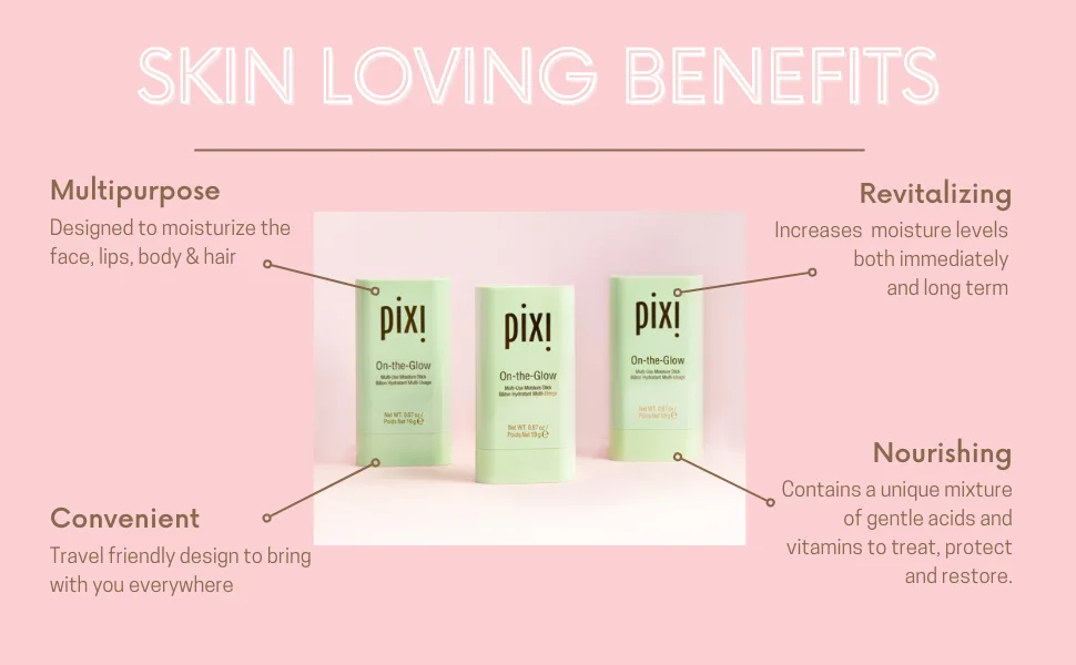 Pixi Beauty On-the-Glow | Solid Moisturizer Stick | Multi-Use Moisturizer | Travel-Friendly Hydration Anywhere You Go | 0.67 Oz - On the Glow Skin Loving Benefits