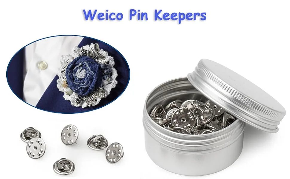 50PCS Metal Pin Backs  Pin Keepers Locking Clasp for Badge Insignia Pin Backs Replacement (Silver) nickel - Pin keepers