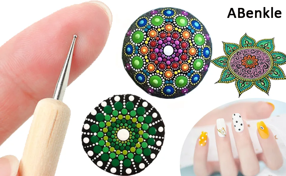 ABenkle 10Pcs Dotting Tools Ball Styluses for Rock Painting  Pottery Clay Modeling Embossing Art Mandala blue - product information 1