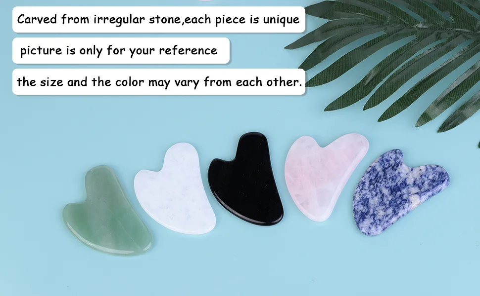Loveliome Gua Sha Crystal Jade Stone Board for Skincare  Scraping Face Back Massage Relax Therapy Trigger Point Treatment(Blue Point) - multi colors