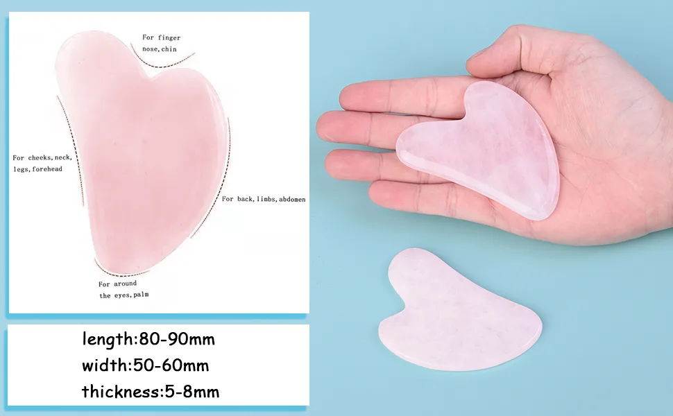 Loveliome Gua Sha Crystal Jade Stone Board for Skincare  Scraping Face Back Massage Relax Therapy Trigger Point Treatment(Blue Point) - size