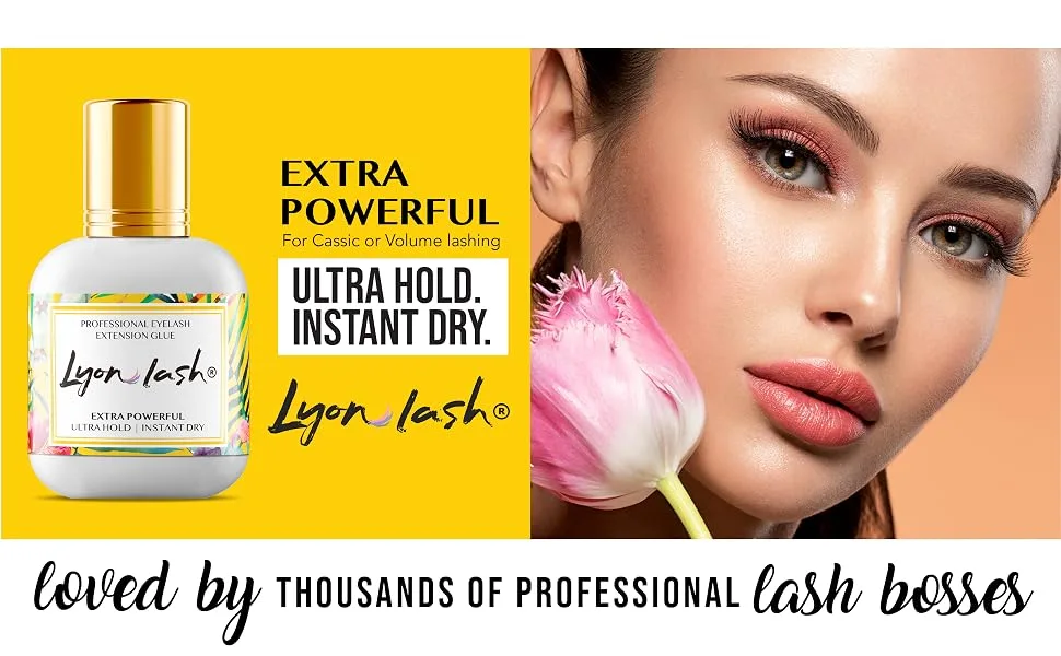 Extra Powerful 10 ml Eyelash Extension Glue - Lyon Lash Performance Glue | 1-2 Sec Dry Time | 6-8 Weeks Retention | Black Adhesive Supplies for Professional Use - eyelash extension glue lash for extensions salon eyes lyon eyelashes extention adhesive best
