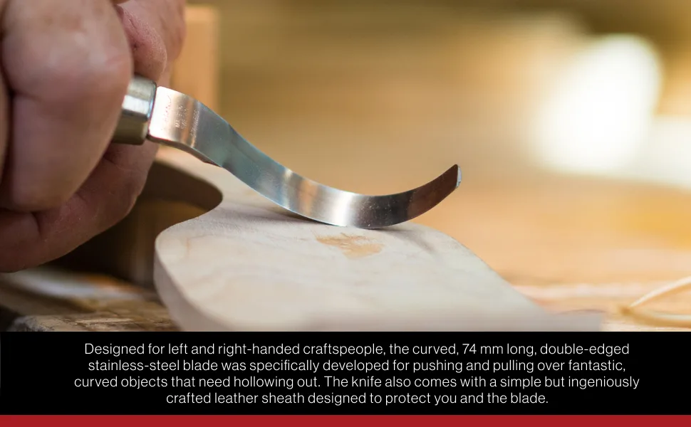 Morakniv 163 Double-Edged Stainless Steel Hook Knife With Leather Sheath For Wood Carving - hook knife