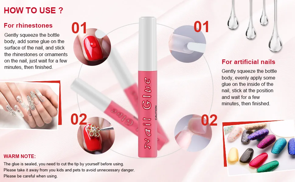 40 Pieces Nail Tip Glue Beauty False Adhesive Nail Glue Tip Nails Acrylic Glue for Nails Tips Make Up  0.07 oz - product information 3