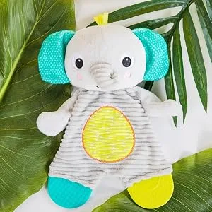Bright Starts Snuggle Teethe Plush Teething Baby Toy - Giraffe  Crinkle Fabric  Ages 0 Months - elephant plush soother teether toy