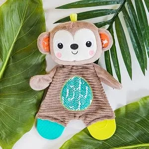 Bright Starts Snuggle Teethe Plush Teething Baby Toy - Giraffe  Crinkle Fabric  Ages 0 Months - monkey teether stuffed animal plush soothe