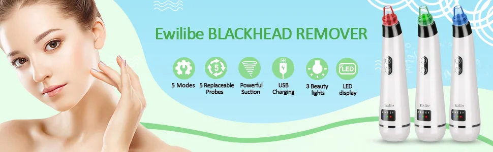 Blackhead Remover Vacuum Pore Cleaner - Acne Comedone Extractor Whitehead Tool Exfoliating Machine Removal Beauty IPL with 5 Adjustable Suction Power and 5 Replacement Probes LED USB Rechargeable - Blackhead Remover Vacuum Pore Cleaner Acne Comedone Extractor Exfoliating Machine Removal Beauty