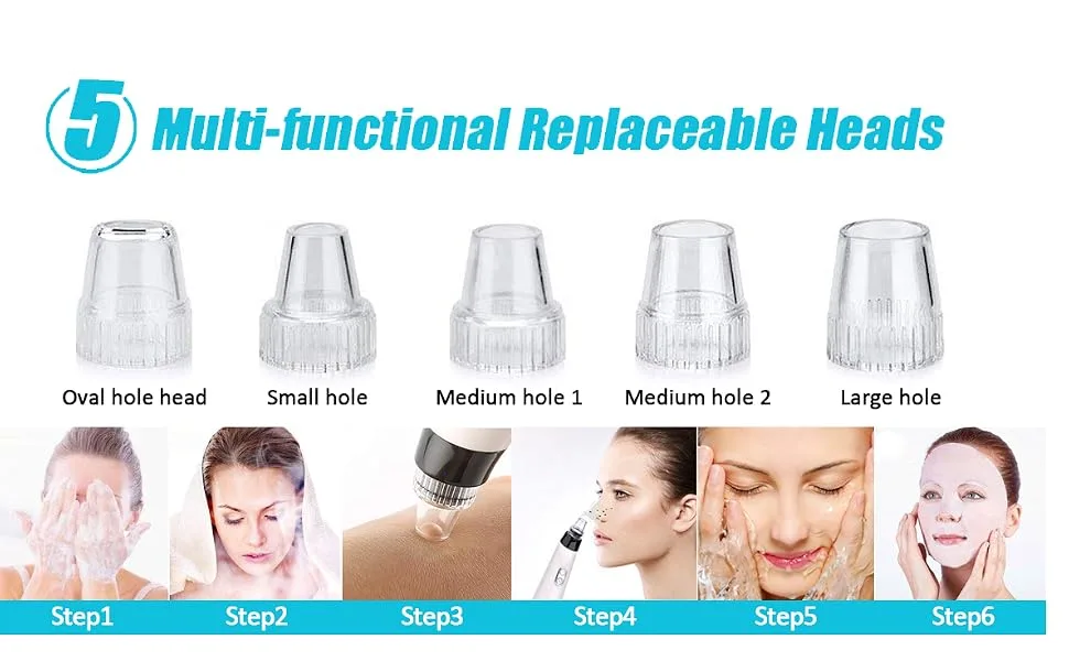 Blackhead Remover Vacuum Pore Cleaner - Acne Comedone Extractor Whitehead Tool Exfoliating Machine Removal Beauty IPL with 5 Adjustable Suction Power and 5 Replacement Probes LED USB Rechargeable - Blackhead Remover Vacuum Pore Cleaner Acne Comedone Extractor Exfoliating Machine Removal Beauty