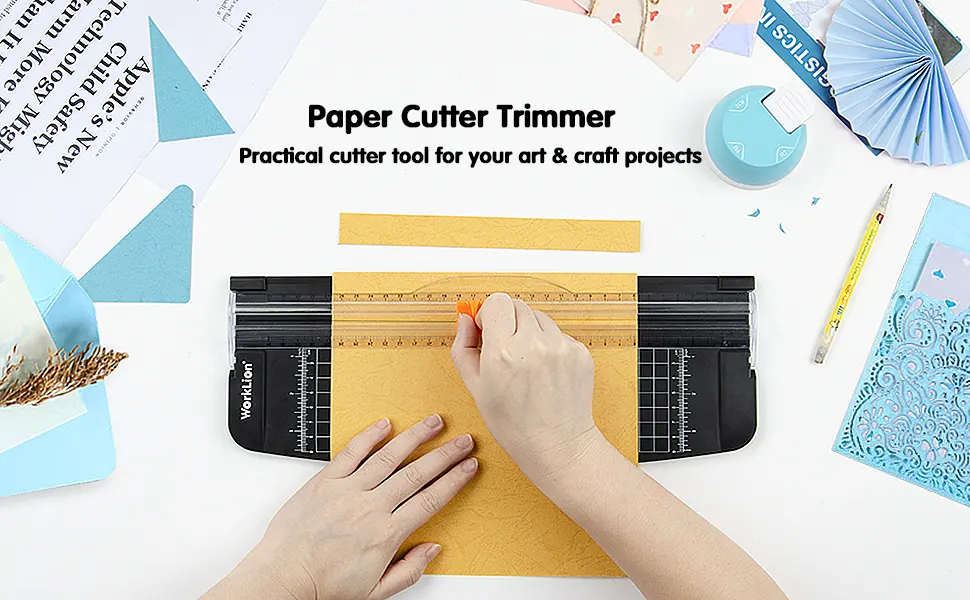 WORKLION Small Paper Trimmer  Portable Paper Cutter for Label  Origami  Card  Photo  Coupon  Scrapbook  Cardstock  Laminated Paper  and Craft Project - WORKLION A4 PAPER CUTTER