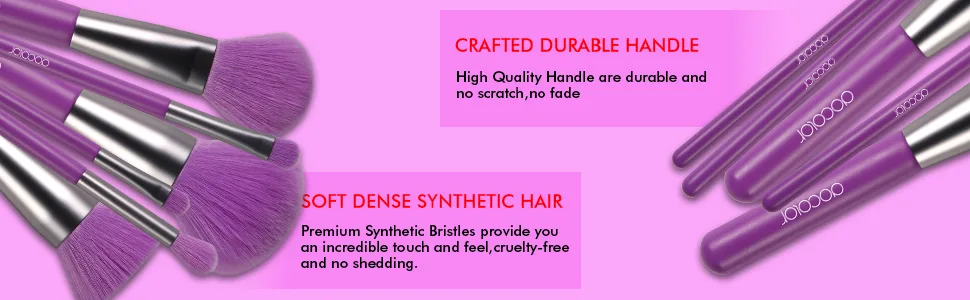 Docolor Makeup Brushes 10Pcs Makeup Brush Set Premium Synthetic Powder Kabuki Foundation Contour Blush Concealer Eye Shadow Blending Liner Make Up Brush Kit Neon Purple - makeup brushes