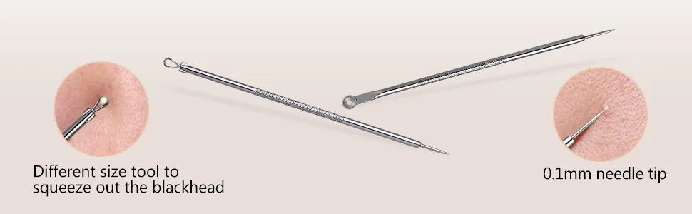 Blackhead Remover  7-in-1 Stainless Steel Pimple Extractor Tool Acne Removal Kit by HAWATOUR - Blackhead Remover