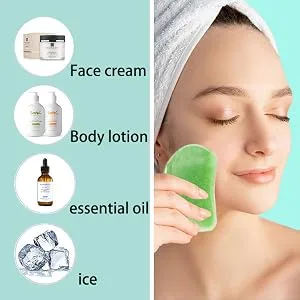 FA FIGHTART 4 in 1 Jade Gua Sha Set Ice Roller Face Rollers Freezer Frozen Cooling Face Massager Massage Tool Green - Before