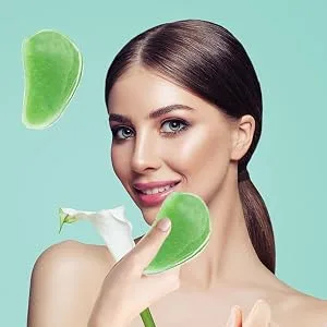 FA FIGHTART 4 in 1 Jade Gua Sha Set Ice Roller Face Rollers Freezer Frozen Cooling Face Massager Massage Tool Green - gua sha set