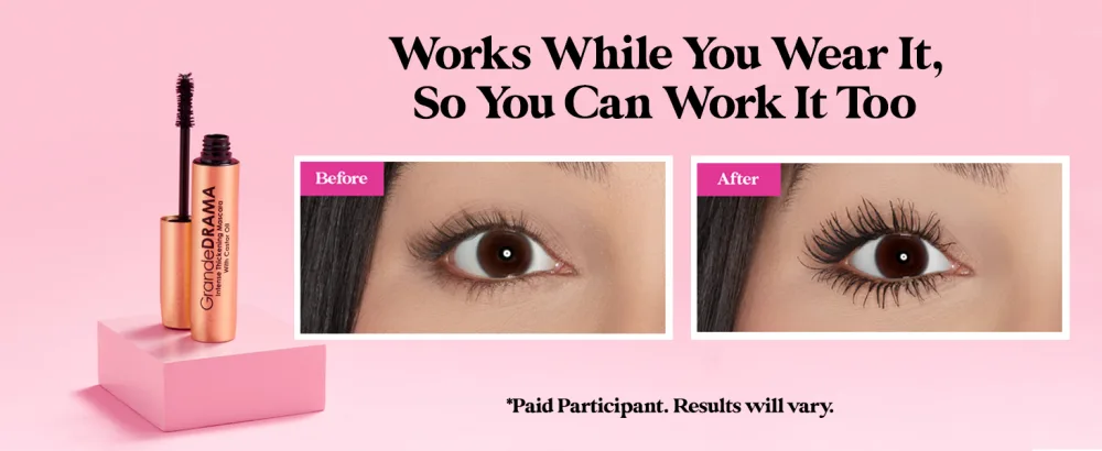 Grande Cosmetics GrandeDRAMA Intense Thickening Mascara with Castor Oil  Volumizing  Conditioning  Buildable Formula - Premium Full Image Web