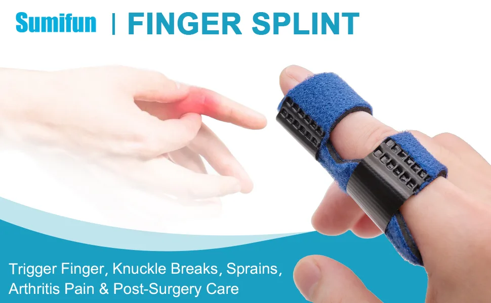 Trigger Finger Splints  Finger Brace for Pain Relief Sport Injuries  Basketball  Senior Tendon Release Blue - middle trigger mallet finger splint splints index pinky finger brace braces