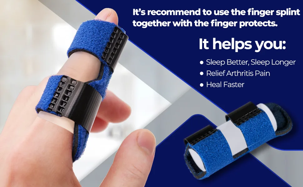Trigger Finger Splints  Finger Brace for Pain Relief Sport Injuries  Basketball  Senior Tendon Release Blue - trigger finger splint splints for arthritis pain