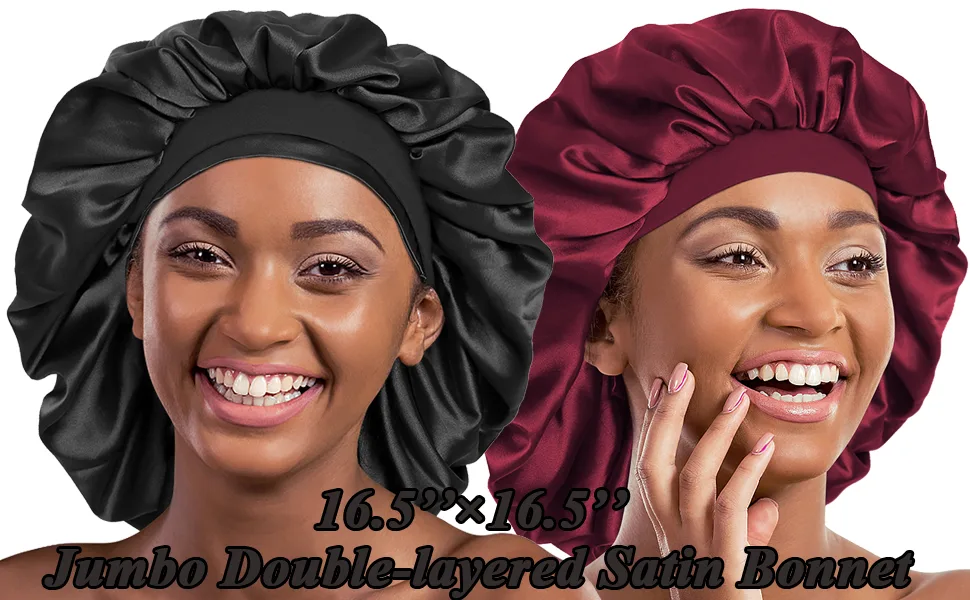 Alnorm Extra Large Sleep Cap for Curly Hair Sleep Gift Navy Floral - long sleeping hat
