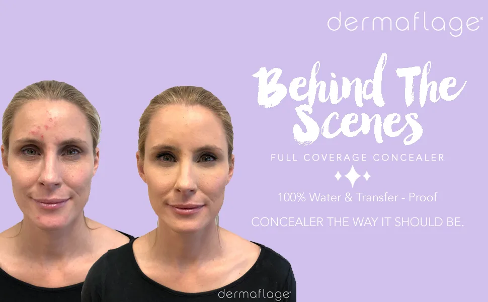Waterproof Concealer Cream  Full Coverage Waterproof Makeup  Color Match Promise by Dermaflage  6g/.2oz Medium - Behind the Scenes Concealer from Dermaflage is 100% water & transfer-proof