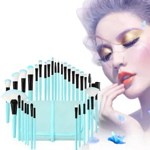 Makeup Brushes Set  32pcs Blue Premium Cosmetic Make Up Brushes Foundation Blending Blush Concealer Shader Eyeshadow Eyeliner Compatible withTravel Makeup Bag - product information 27