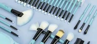 Makeup Brushes Set  32pcs Blue Premium Cosmetic Make Up Brushes Foundation Blending Blush Concealer Shader Eyeshadow Eyeliner Compatible withTravel Makeup Bag - makeup brushes