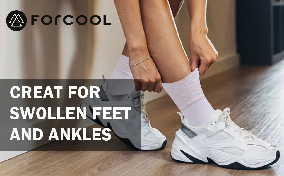 Forcool Non Binding Loose Top Seamless Ankle Low Cut Cotton Diabetic Socks for Men and Women  M/L/XL  3/6 Pairs 6 Black Medium - diabetic socks