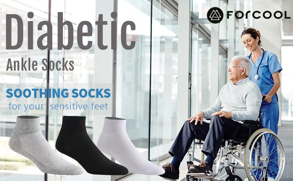 Forcool Non Binding Loose Top Seamless Ankle Low Cut Cotton Diabetic Socks for Men and Women  M/L/XL  3/6 Pairs 6 Black Medium - diabetic socks