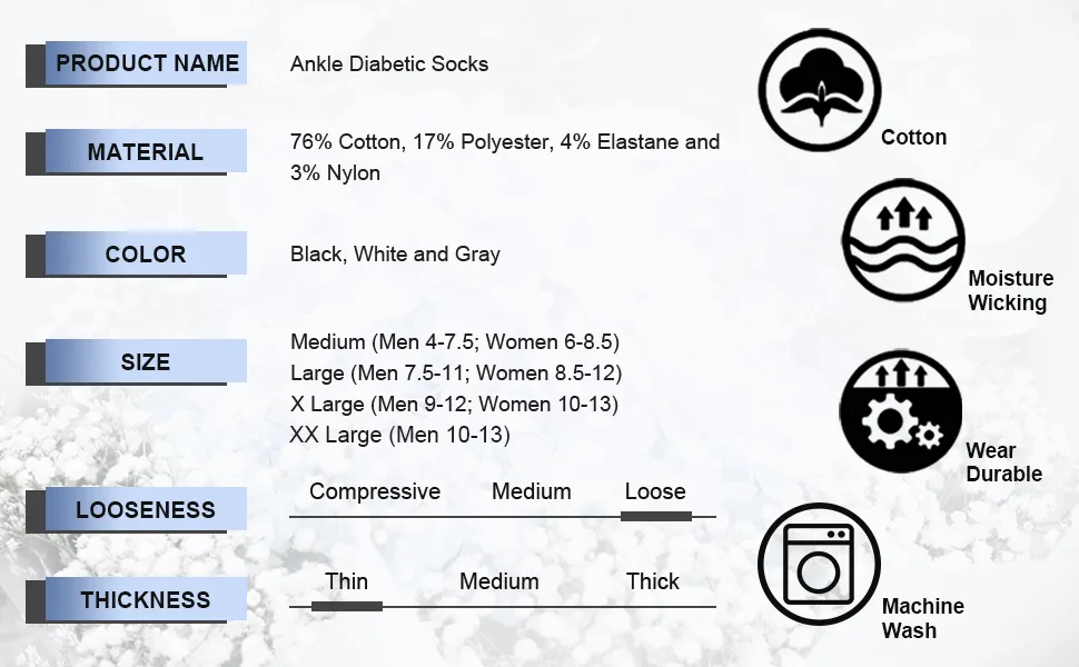 Forcool Non Binding Loose Top Seamless Ankle Low Cut Cotton Diabetic Socks for Men and Women  M/L/XL  3/6 Pairs 6 Black Medium - forcool diabetic socks
