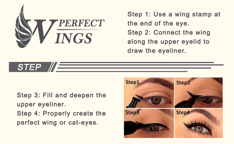 Docolor Winged Eyeliner Stamp  Waterproof Dual Ended Liquid Eye Liner Pen  Smudgeproof and Sweatproof  Long Lasting Eyeliner Pen Black - eyeliner