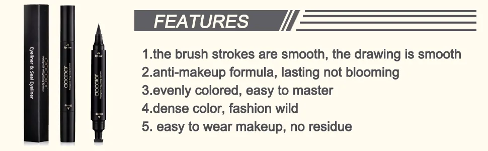 Docolor Winged Eyeliner Stamp  Waterproof Dual Ended Liquid Eye Liner Pen  Smudgeproof and Sweatproof  Long Lasting Eyeliner Pen Black - eyeliner