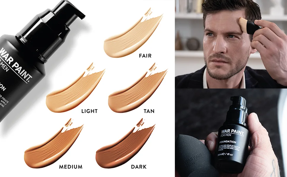 War Paint For Men Medium Coverage Foundation - Vegan Friendly & Cruelty Free - Fathers Day Gift Idea - Natural Looking Face Makeup For Men - Light Shade - 30ml - Medium Coverage Foundation 30ml (WPFDF1)